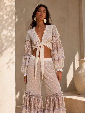 NWT Chio di Stefania Tie Wrap Long Sleeve Top